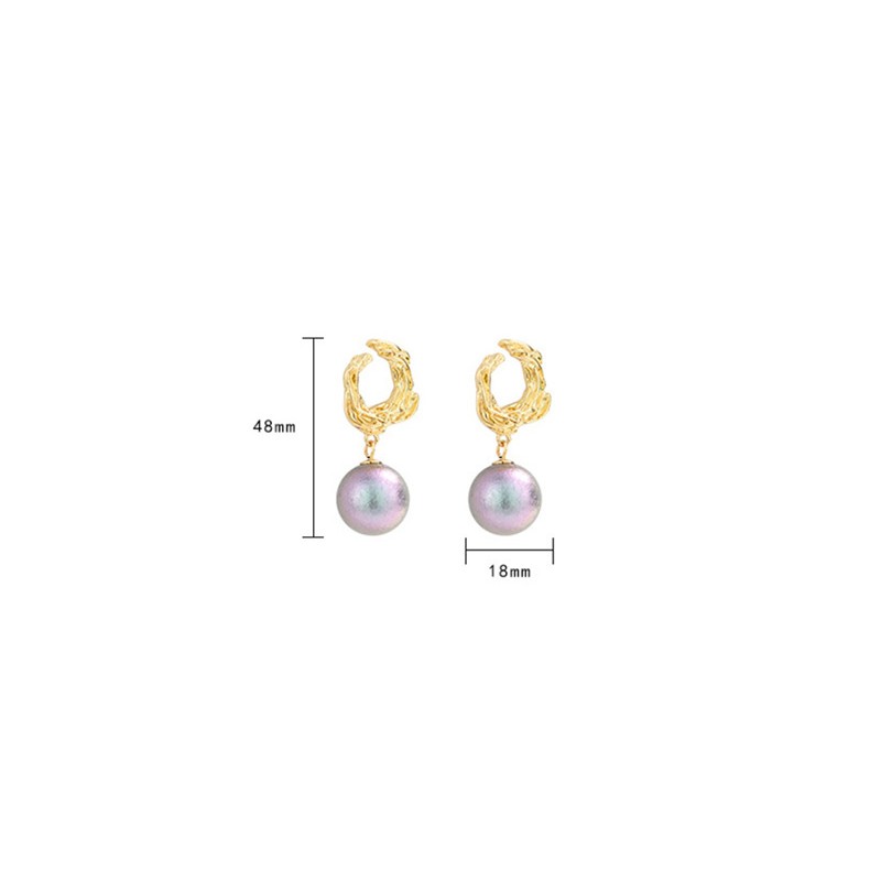 LRC Anting Tusuk Fashion Gold Pearl Earrings F46248