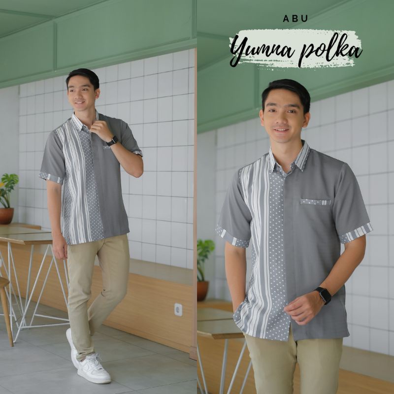 Baju Atasan Kemeja Yumna Polka Salur