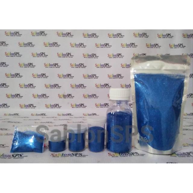 BUBUK GLITER BIRU / BLUE GLITTER POWDER 100gr ZIP LOCK