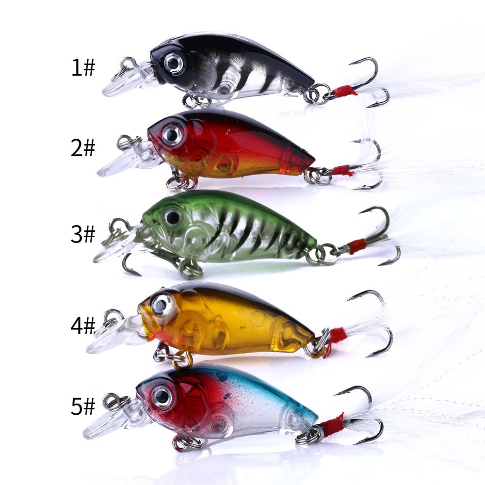 HENGJIA 20pcs 4.5cm/4g small 3d eye fishing lure crankbait umpan pancing swimbait ikan bass bait