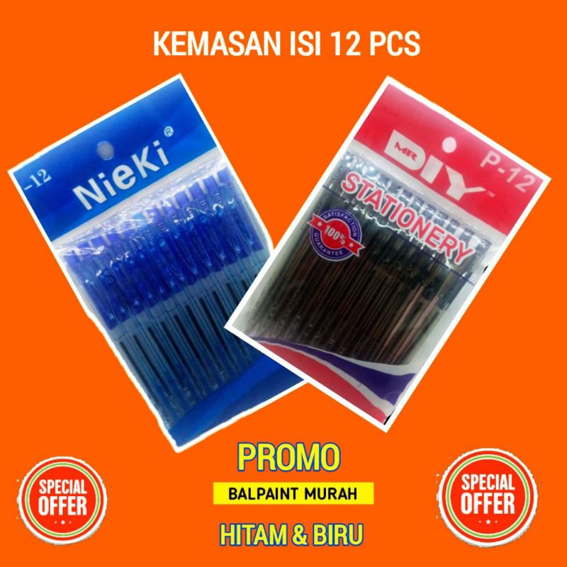 MR DIY PREMIUM -12Pc Alat tulis Pulpen Stationery /Bolpoint/Pena No#1 di Indonesia isi 12