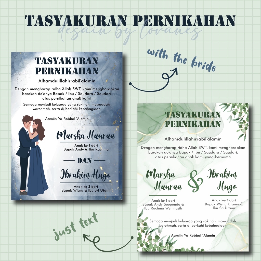

Stiker/ Kartu Ucapan Syukuran Pernikahan / Tasyakuran Pernikahan - (Stiker & Kartu)