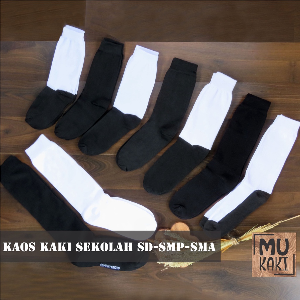 Kaos Kaki Anak Sekolah Hitam Putih, Hitam, &amp; Putih Paskibra SD SMP SMA Mukaki