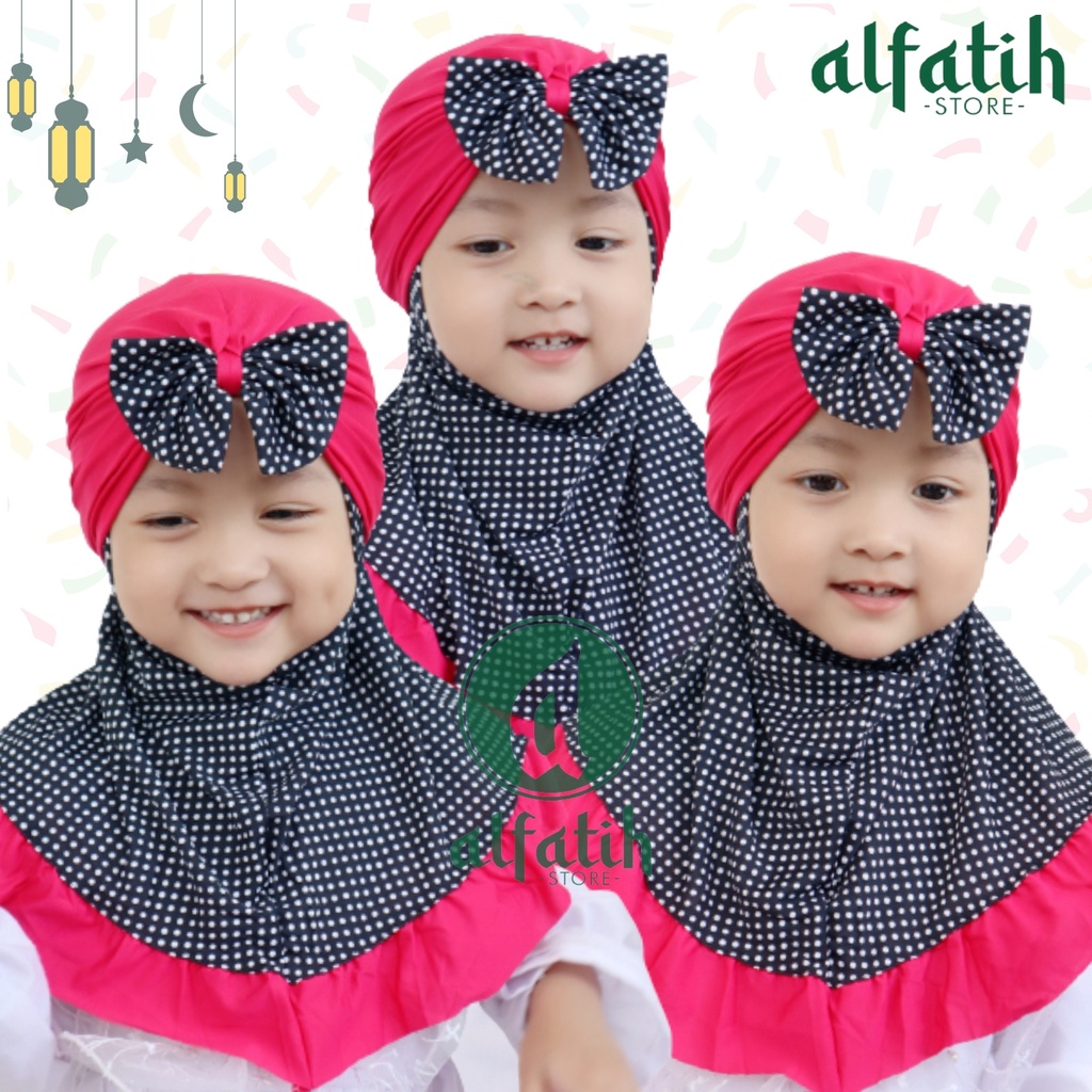 ALFATIH STORE / JILBAB HIJAB ANAK TURBAN ARSY POLKADOT / HIJAB ANAK / JILBAB INSTAN /KERUDUNG ANAk / Kerudung Anak Jilbab Hijab Anak Bayi Perempuan / pastan baby / hijab anak / Jilbab Anak bayi Usia 0-3 Tahun Bahan Jersey Premium Nyaman Di Pakai