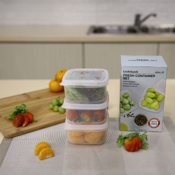 

Lock N Lock Fresh Container Square 420Ml 3 Pcs - Kotak Makan Terlaris