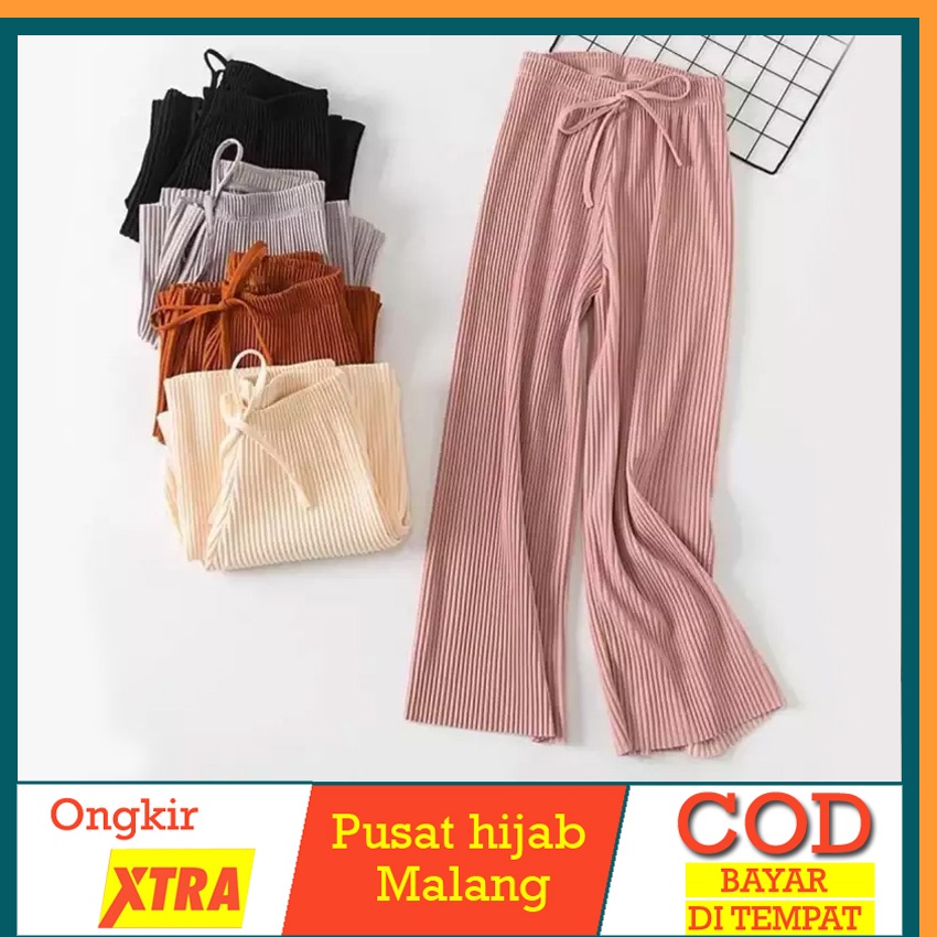 Hyget Kulot Plisket Lidi - Kulot Plisket Garis Kecil