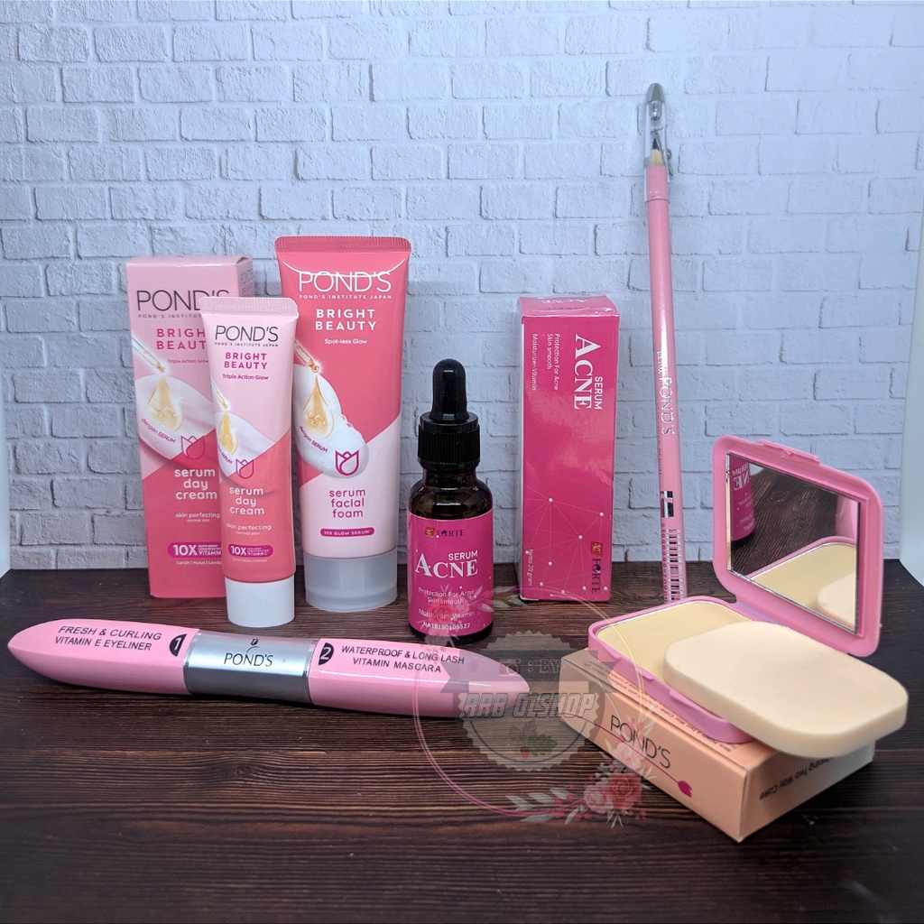 BB - Paket Lengkap Pond's 6 In 1 Bright Beauty - Pelembab - Facial Wash - Serum Pink - Bedak Refill - Pensil Alis - Mascara 2in1