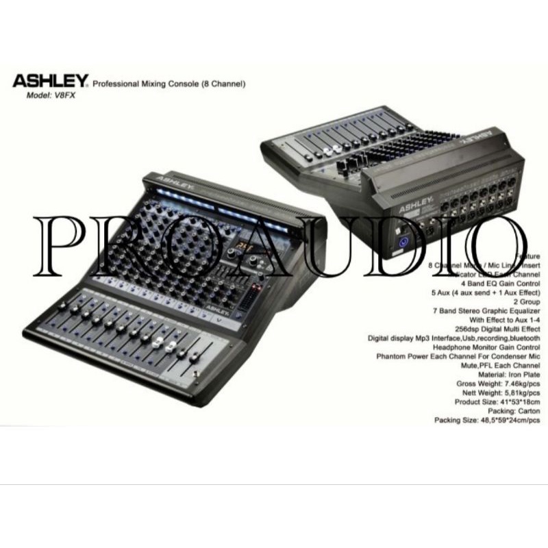 Mixer Ashley V8FX USB Original 8 channel