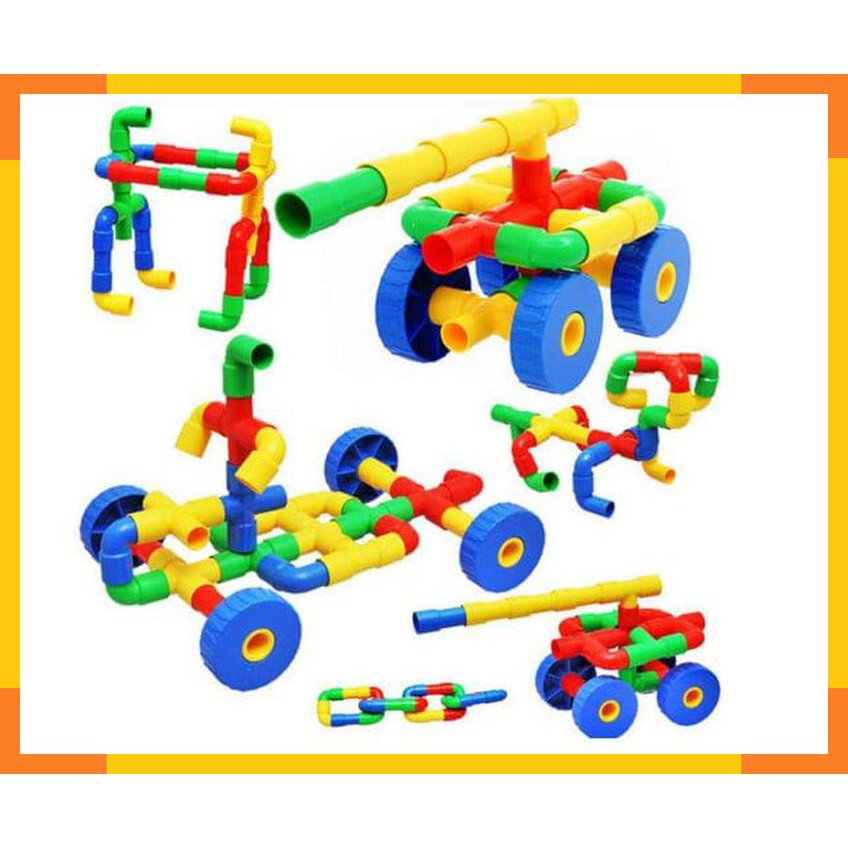 Mainan Edukasi Import Balita : Model Pipa &amp- Roda - Lego-Brick_Block