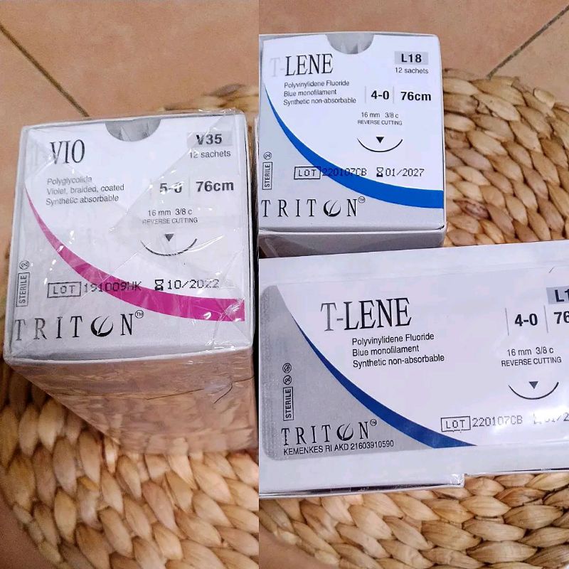 TRITON Benang T Lene 4-0 L18 T Vio 5-0 V35 Jahit Luka