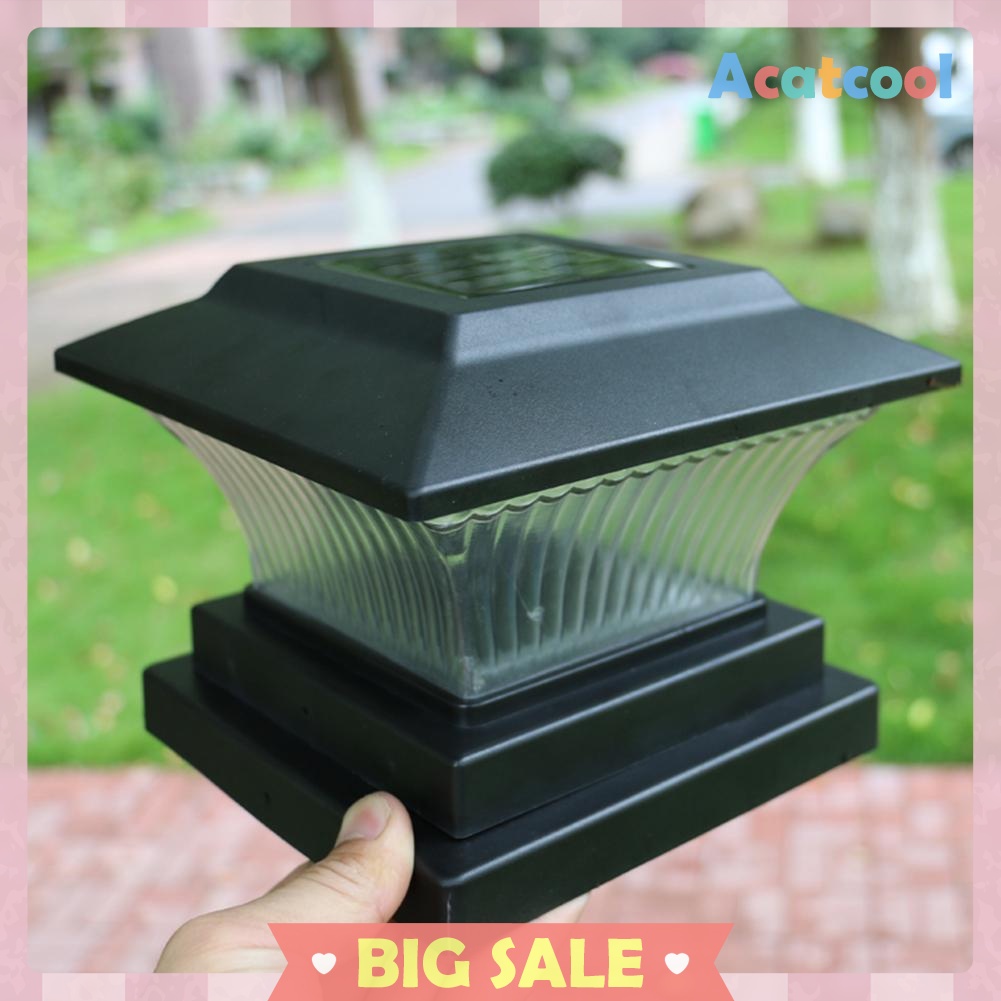 Solar Power LED Pillar Lamp Outdoor Garden Fence Lamp Yard Post Cap Lights