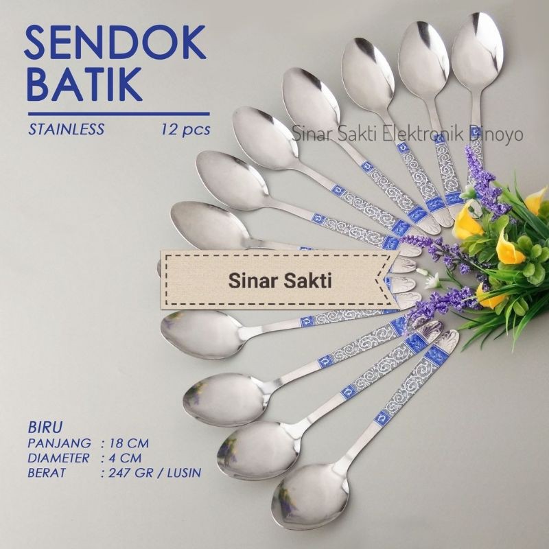 Sendok Makan Motif Batik Stainless Tebal - Sendok Makan 1 Lusin 12pcs