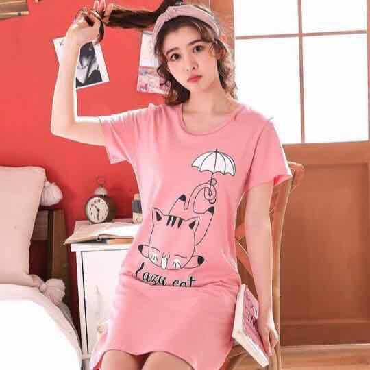 AMORA Baju Tidur Wanita Model Daster Kaos Import 8 FIT TO S,M,L