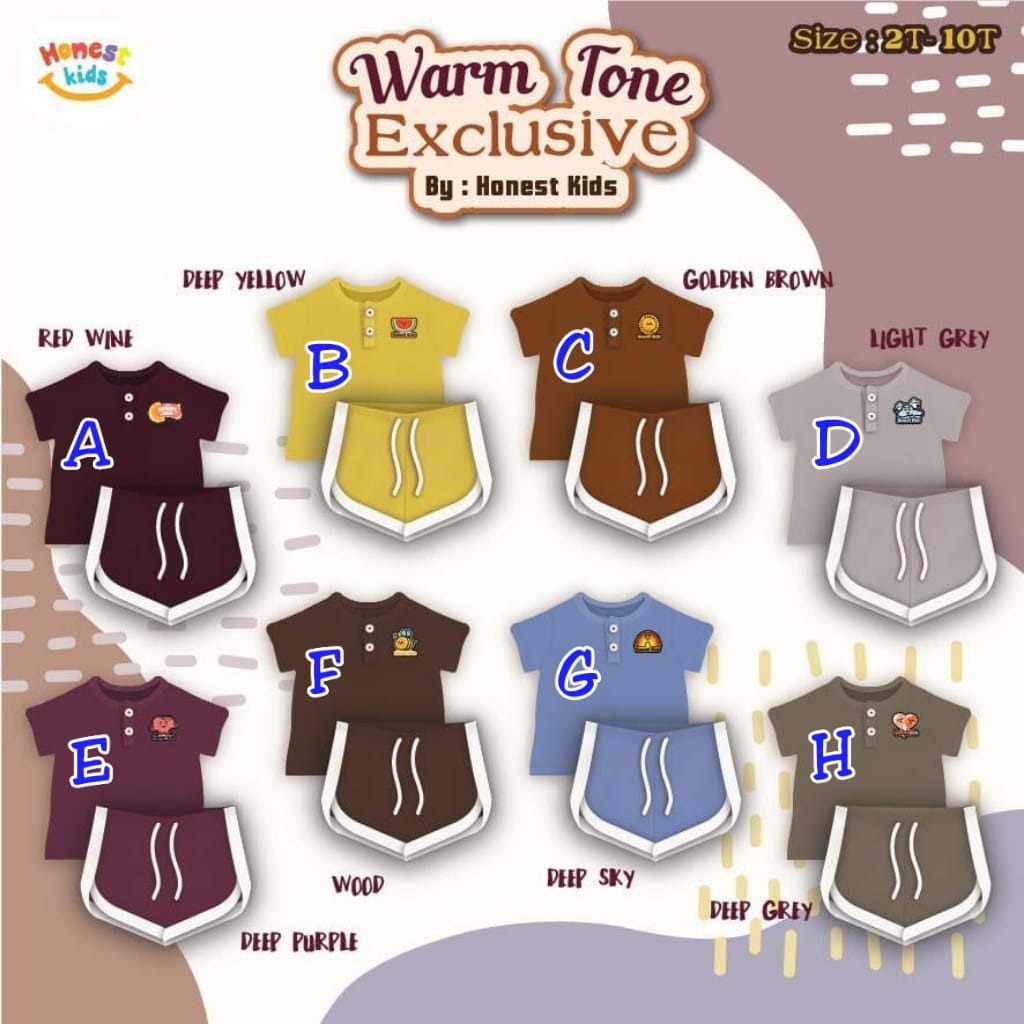 SETELAN ANAK UNISEX WARNA WARM TONE USIA 2-10 TAHUN