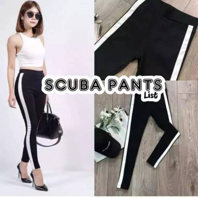 Scuba Pants List / Celana Jumbo List / Celana Jumbo Wanita