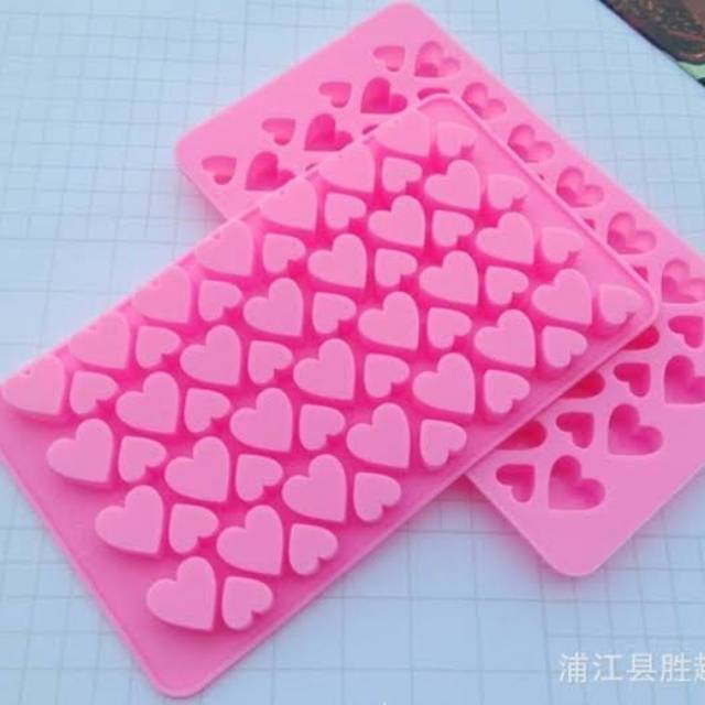 Cetakan coklat puding silikon hati 2 ukuran 56 cavity love heart fondant silicone mold