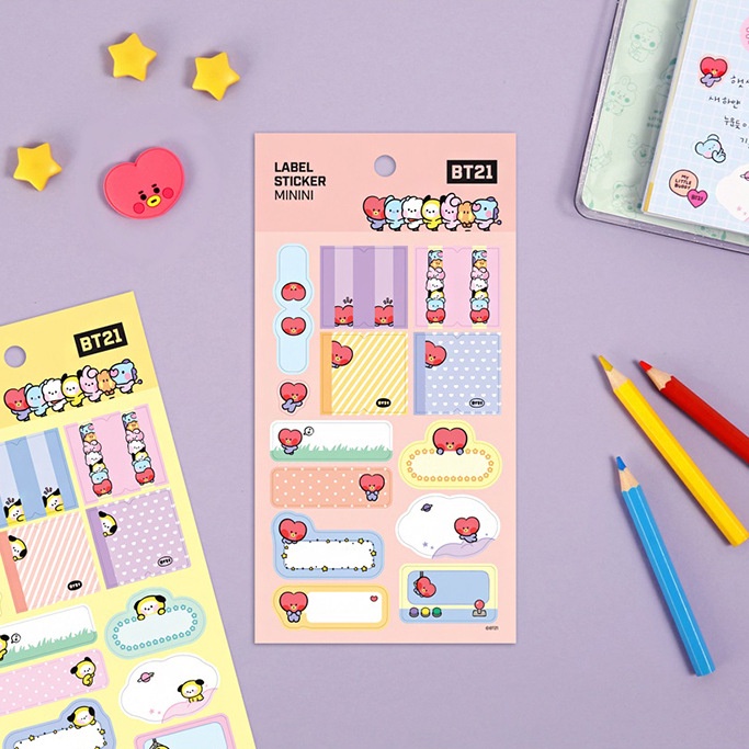 Stiker Label Desain KPOP BT21 Untuk Dekorasi Buku Jurnalnotebookscrapbook DIY