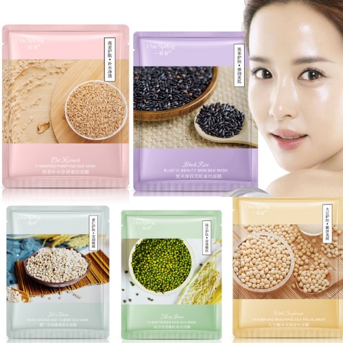 One Spring Sheet Masker Serum Biji Bijian Alami / Light Complete Facial Skincare Oat Gandum Beras Hi