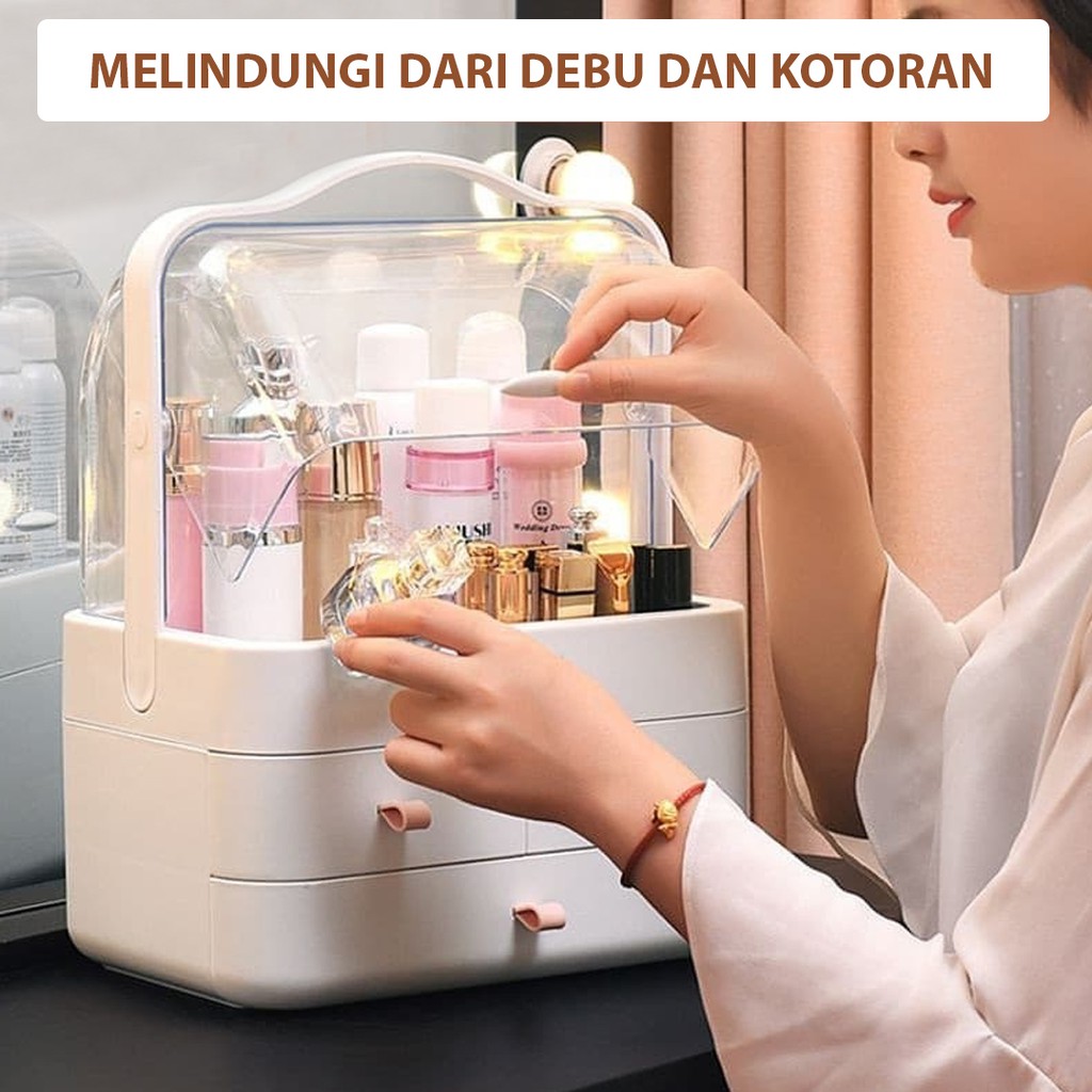 ERK Rak Kosmetik Portable Kotak Make up Storage Organizer Anti Air Tempat Penyimpanan Kosmetik