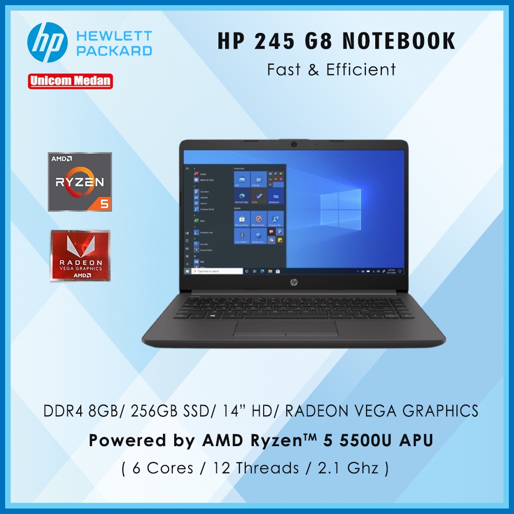 HP 245 G8 NOTEBOOK RYZEN 5 5500U/ DDR4 8GB/ 256GB SSD/ 14&quot; HD/ RADEON