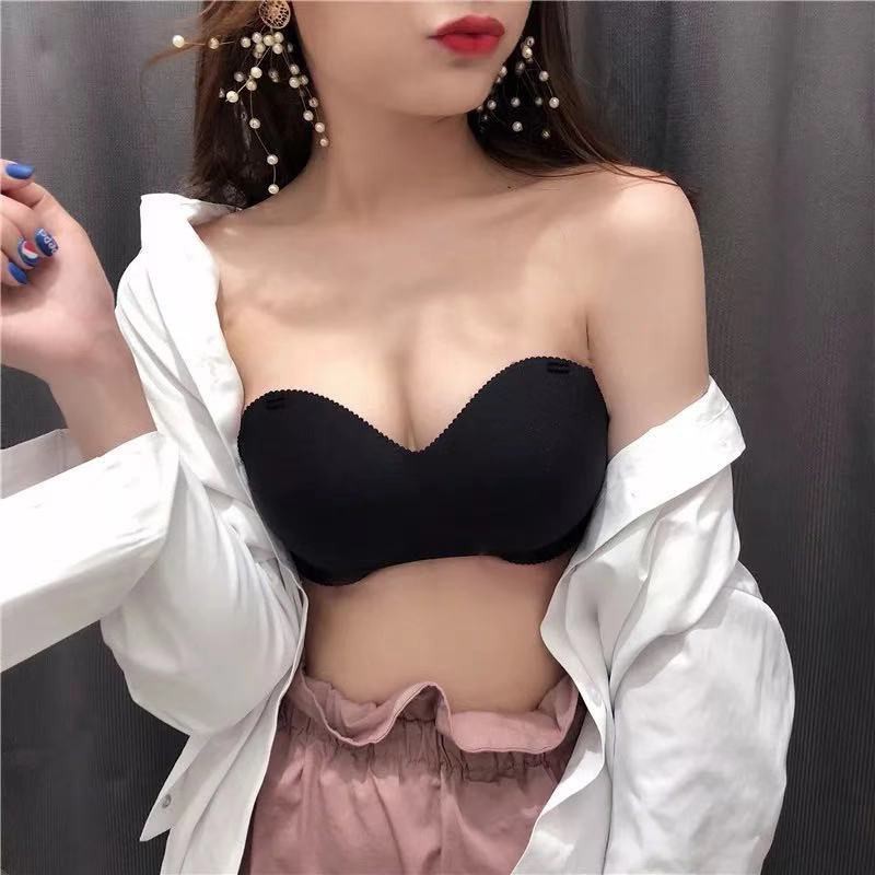 Bra push-up Invisible Strapless Tanpa Tali Anti Slip Sexy untuk Wanita Bra One-Piece Sexy Korea