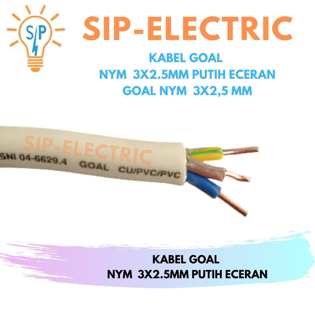 Kabel Goal Nym 3X2.5Mm Putih Eceran / Goal Nym 3X2,5 Mm