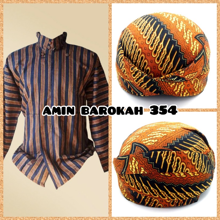 COD...!!! Setelan Baju Surjan Tenun Lurik + Blangkon Solo - Ukuran Dewasa  #Adat #Jawa #Tradisional