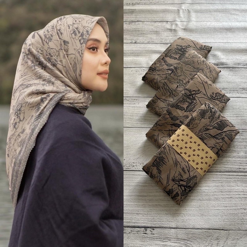 Hijab segiempat motiv/hijab voal motif/jilbab motif voal/segi empat motiv