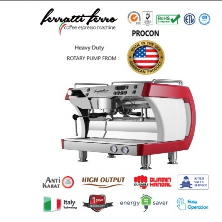 Mesin Espresso Ferrati Ferro FCM3101 - Kapasitas 7.5L, Warna Silver+Black, Silver+Red, Silver+Blue, Silver+White, Silver+Yellow
