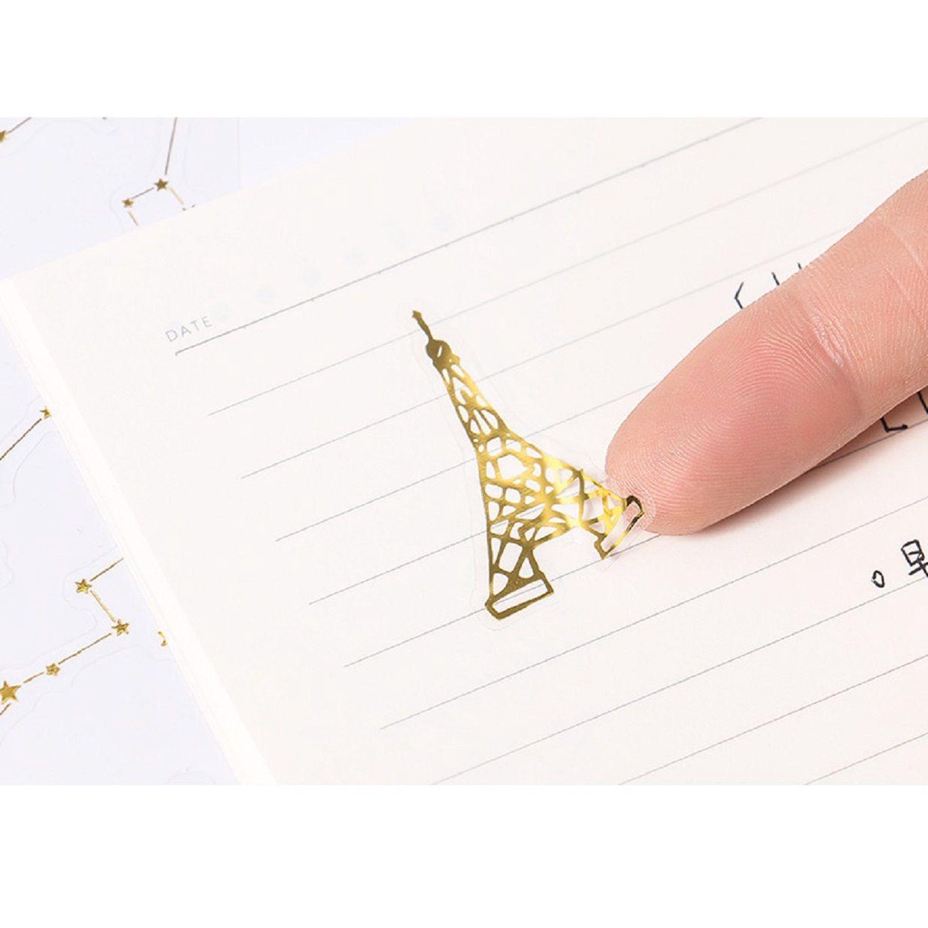 Solighter 1bag Golden Planet Dekorasi Stiker Stamping Seni Retro Handmade Untuk Diary Foto