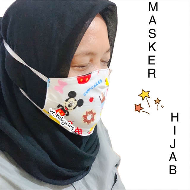 Masker hijab Dewasa dan Anak motif random