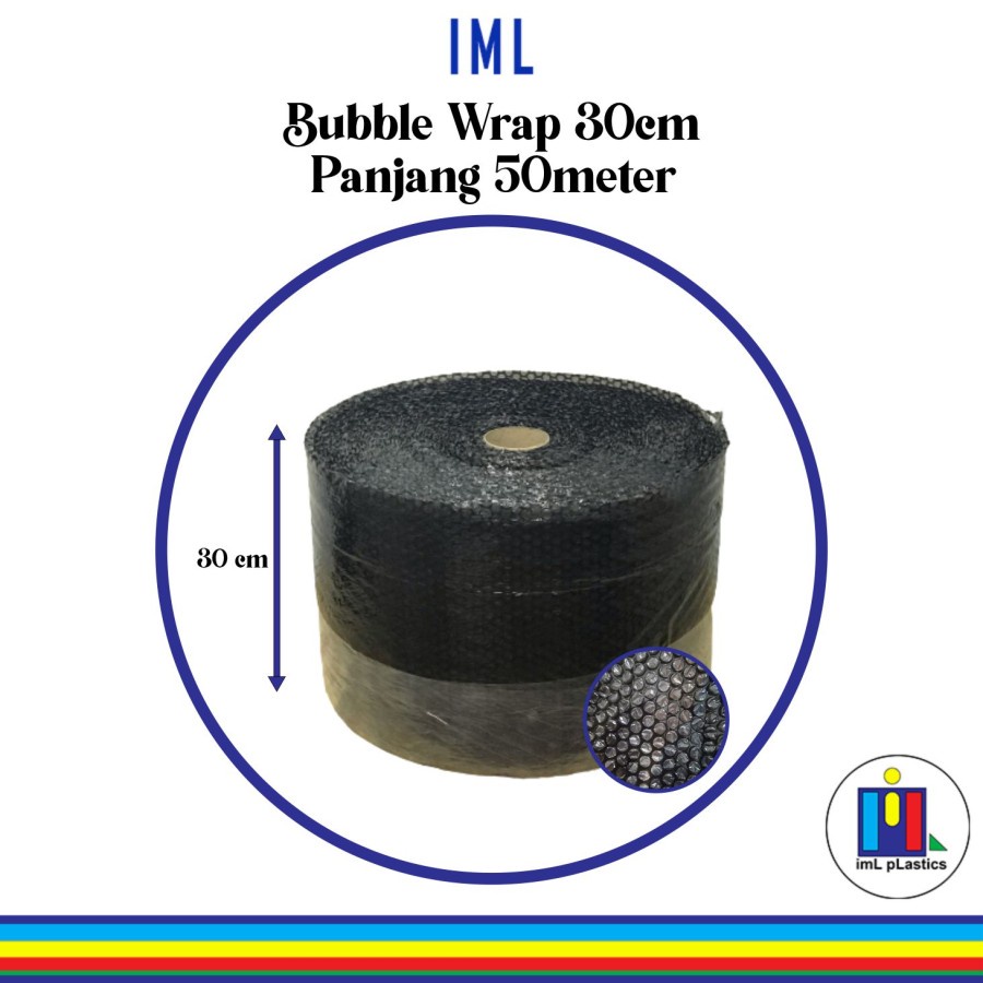 Bubble Wrap Hitam / Putih Lebar 30 cm Panjang 50m ( 1 Roll )