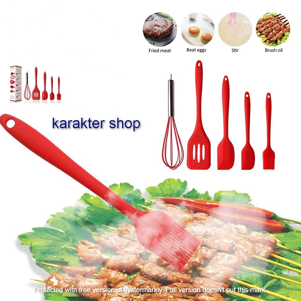 Baking Props 5 Pcs Kocokan Telur, Spatula 3 Pcs, Kuas Kue Silikon