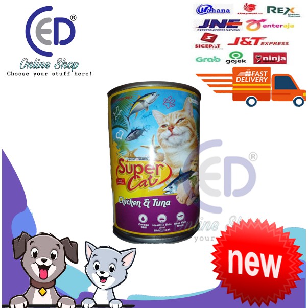 MAKANAN KUCING SUPER CAT CHICKEN &amp; TUNA 400GR