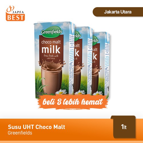 

Susu Greenfields UHT Choco Malt 1 L - Paket isi 3 Pcs