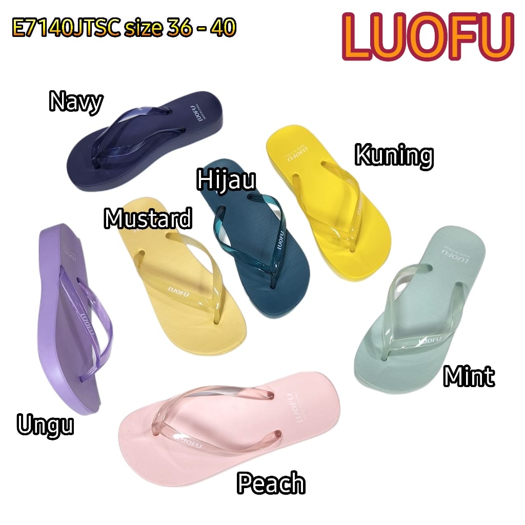 LUOFU ORIGINAL jelly sandal karet empuk murah jepit wanita import sendal cewek E7140JTSC