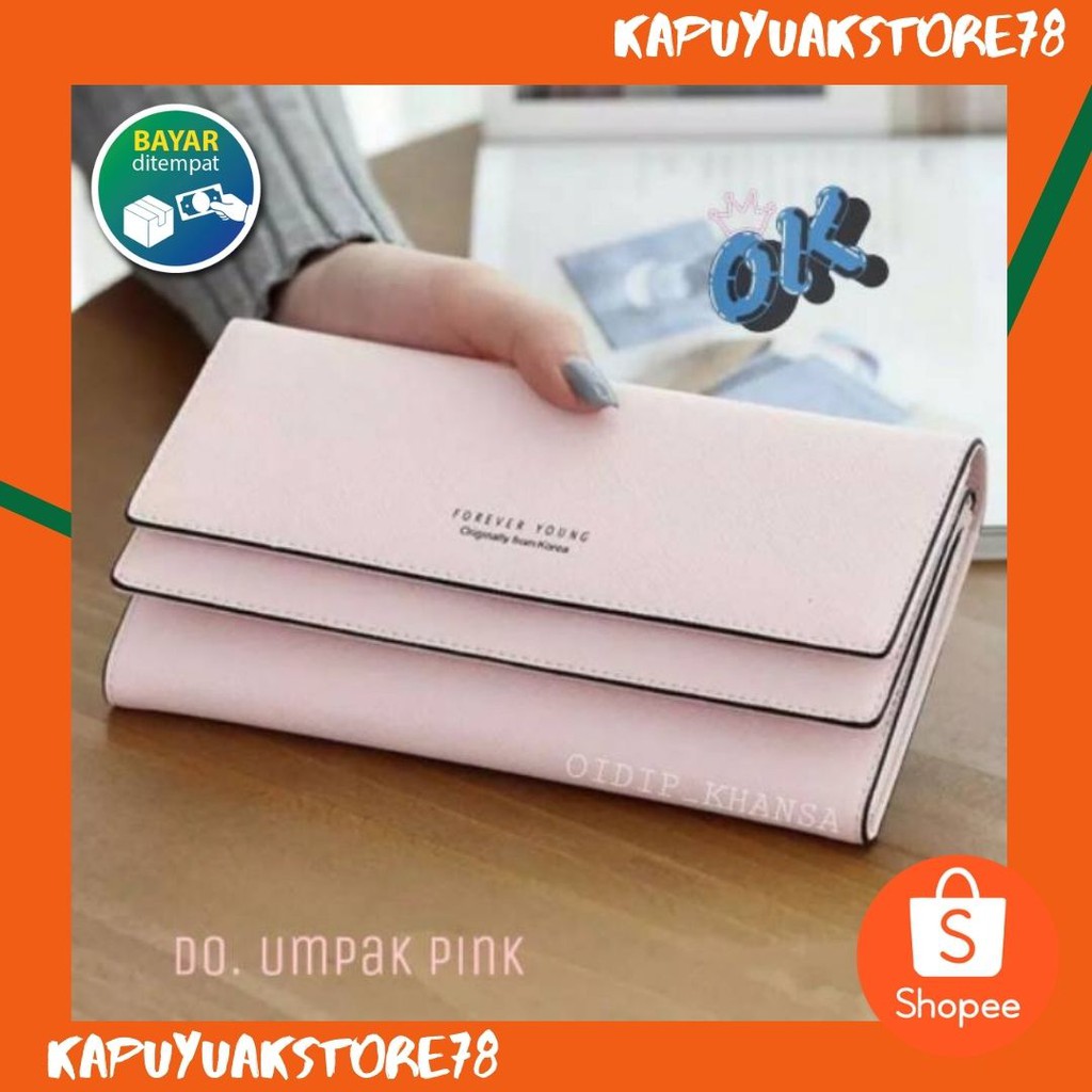 KAPUYUAKSTORE78 DOMPET PANJANG CEWEK DOMPET SIMPLE PINK ABU HITAM