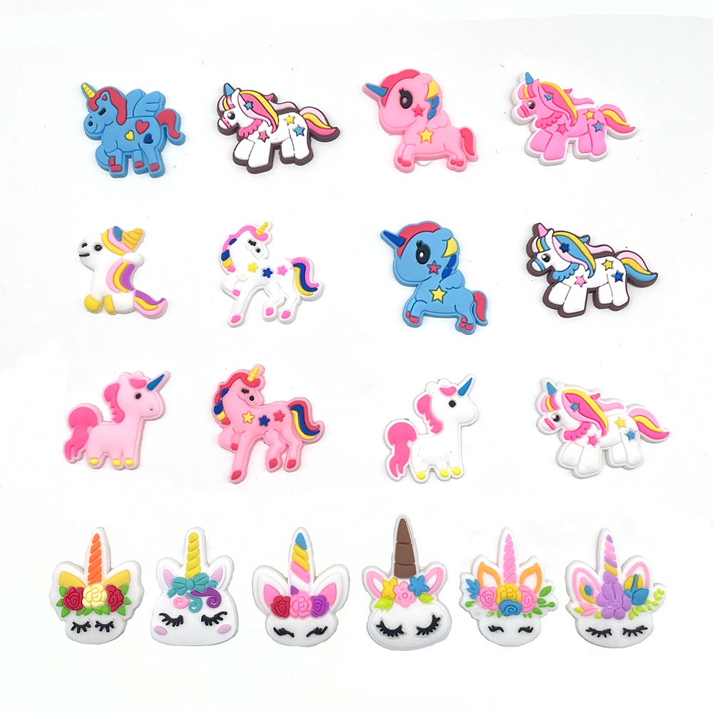 Kartun unicorn Jibbitz 1pcs shoe charms Crocs Pin imut anak decorate sandal Gesper DIY Dapat Dilepas accessories Hadiah