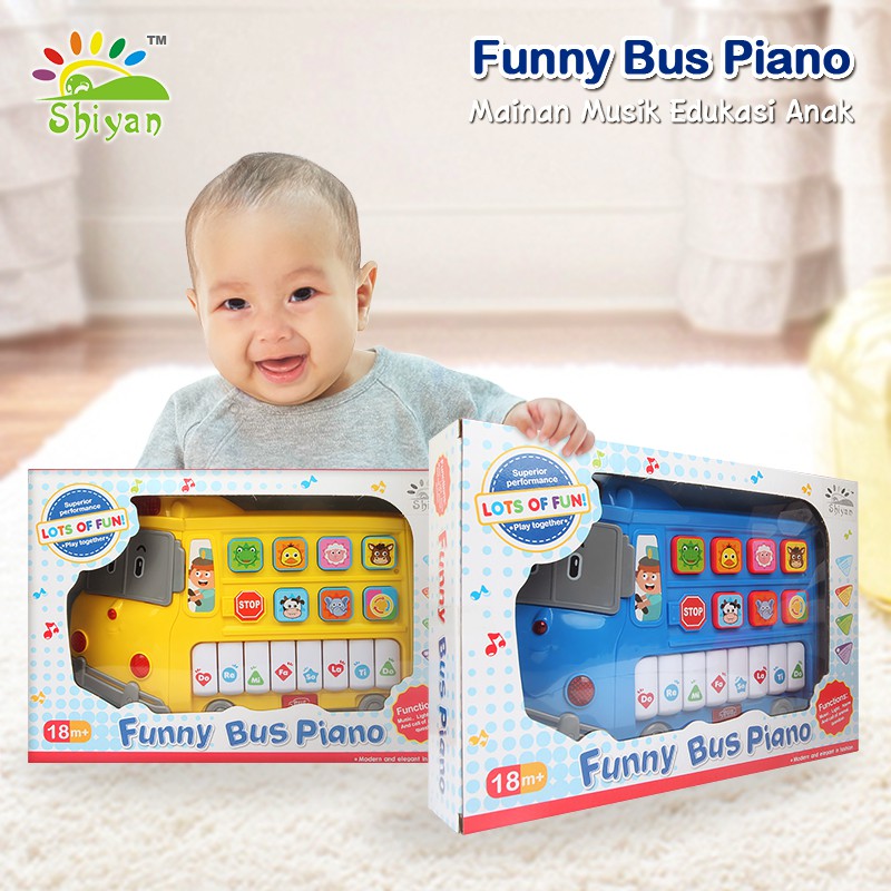 [Shiyan] mainan alat musik anak bayi suara hewan bentuk bus lucu unik baby music toy SNI