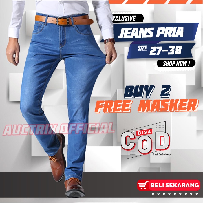 Celana Jeans Panjang Pria Cowok Denim Distro Premium Model Pensil Adem Nyaman Size 27-38