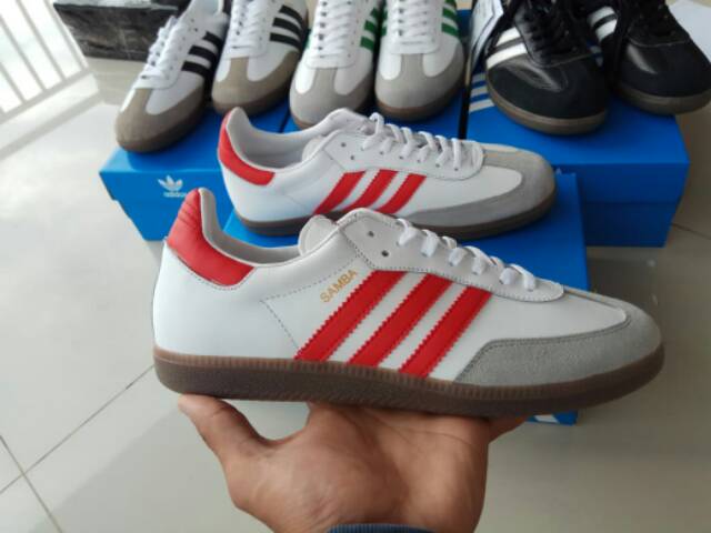 SEPATU ADIDAS SAMBA WHITE RED ORIGINAL MADE IN INDONESIA