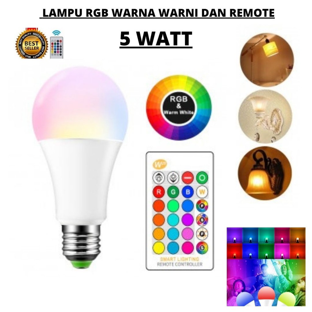 Smart Magic Lampu Bohlam RGB Warna Warni Remote Unik Ajaib 111152