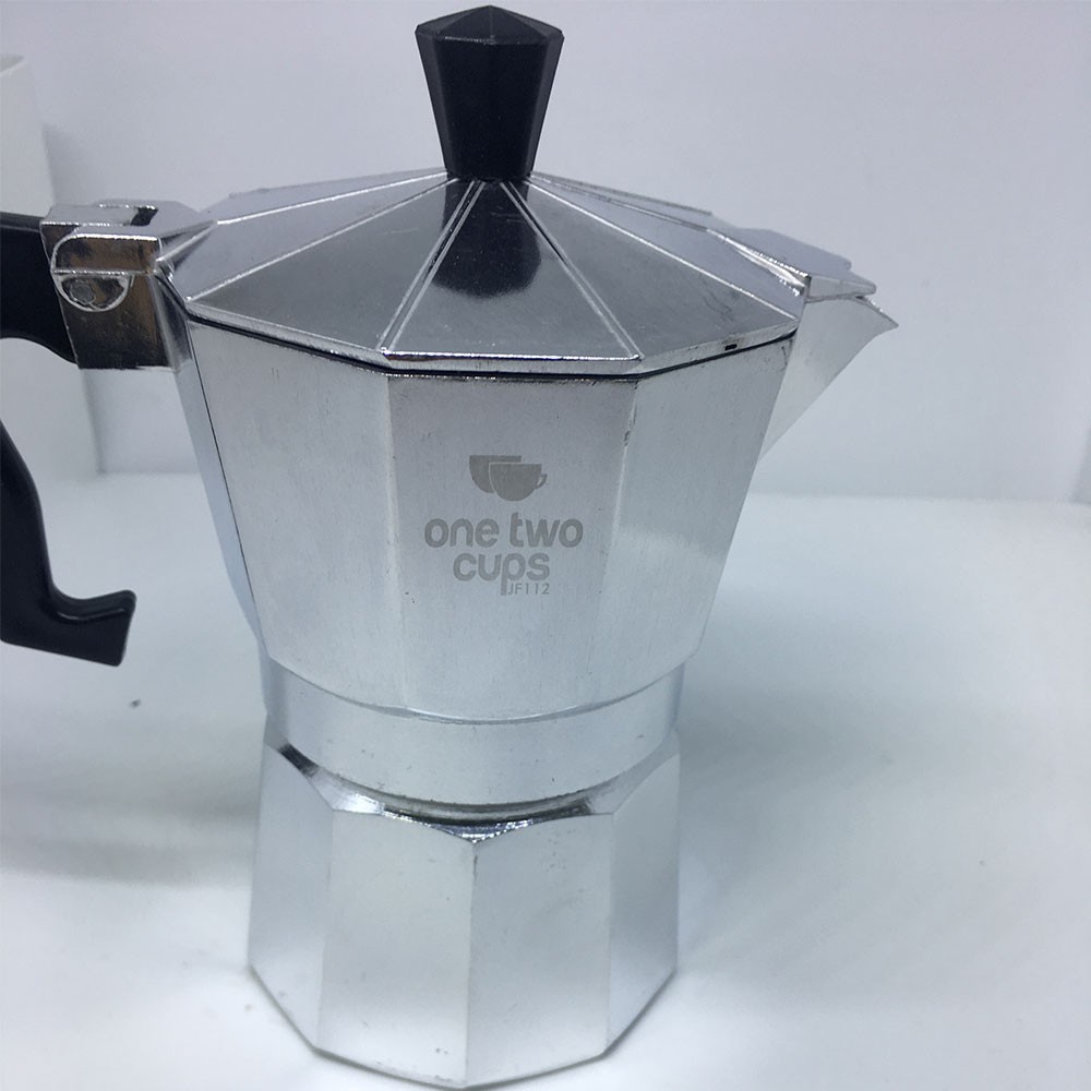 MPro 50 / 100 / 200 / 300 /450 ml Espresso Moka Pot Teko Stovetop Filter Coffee Maker (5 Ukuran)  Silver / Black OneTwoCups