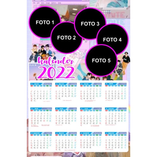 Kalender 2024 custom motif aesthetic kpop