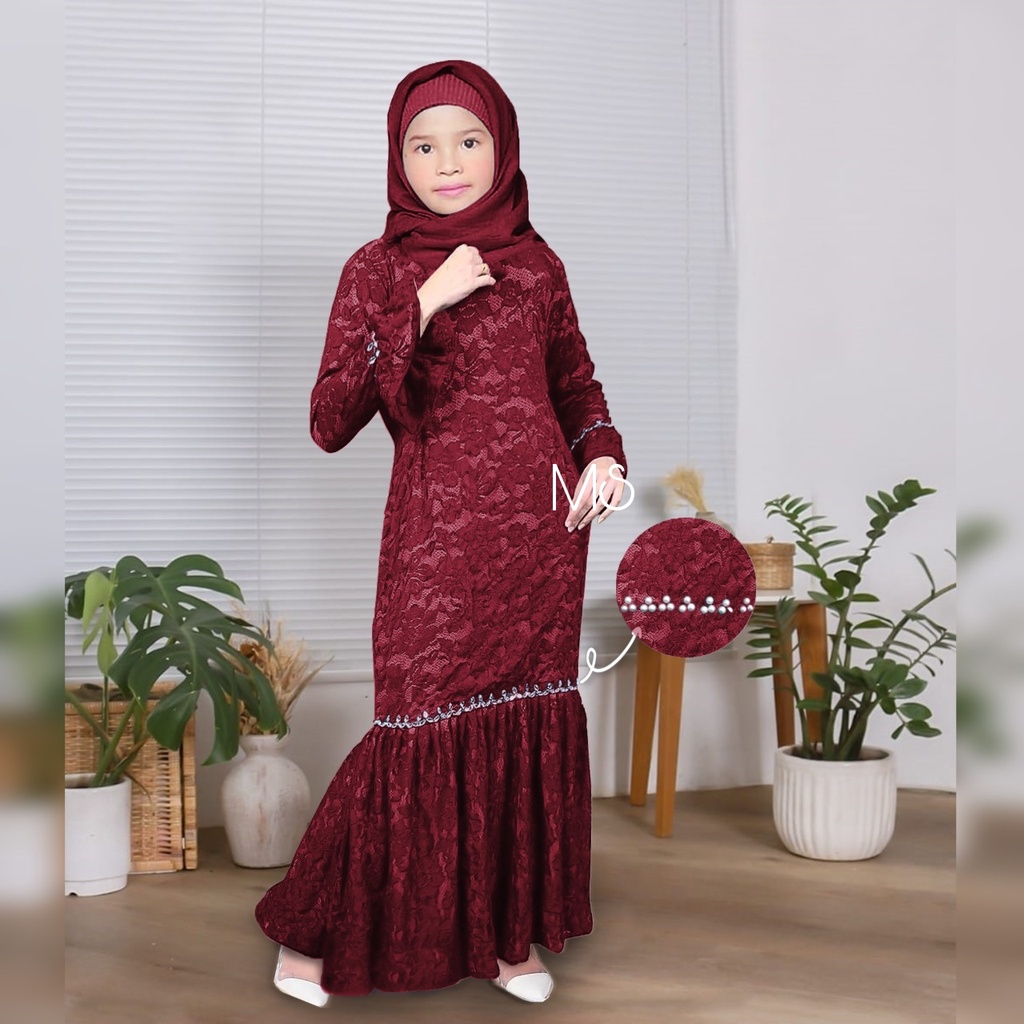 MAXY NURHALIZA KID FASHION PAKAIAN MUSLIM ANAK PEREMPUAN GAMIS DRESS MAXI BRUKAT JCHM