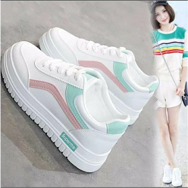 Sepatu Wanita Sepatu Sneakers Wanita Sepatu Cewek Sepatu Putih Wanita Sepatu garis warna _NL_01