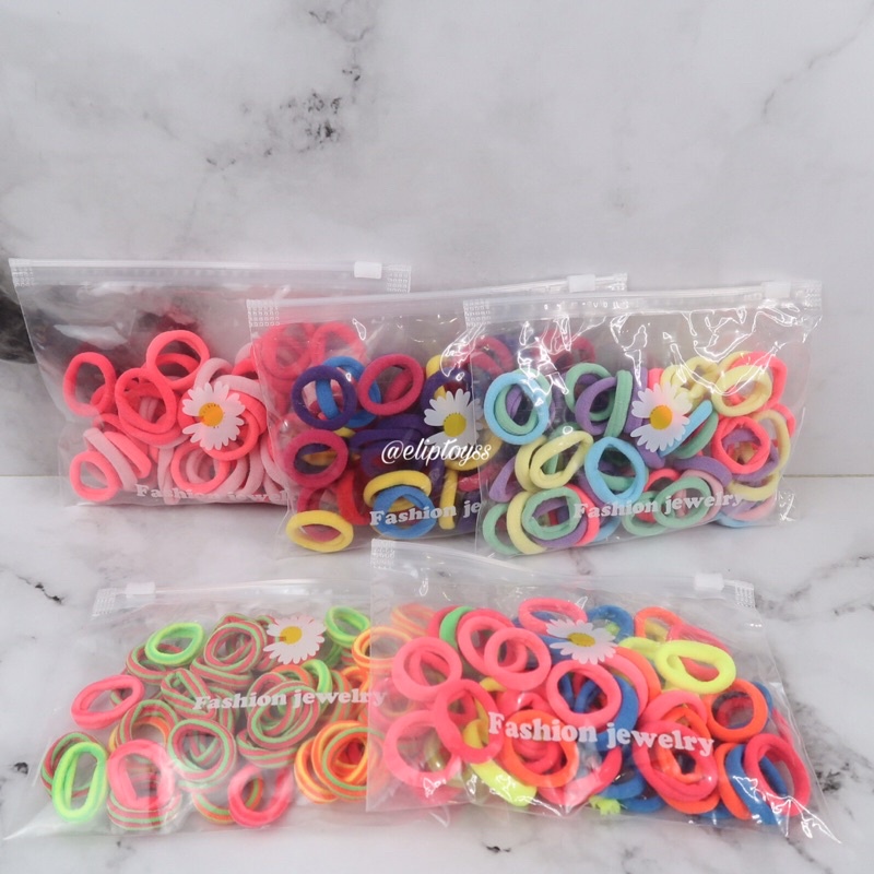 IKAT RAMBUT DONUT TOWEL RING SET 50pcs WARNA WARNI KOREA PREMIUM BEST SELLER