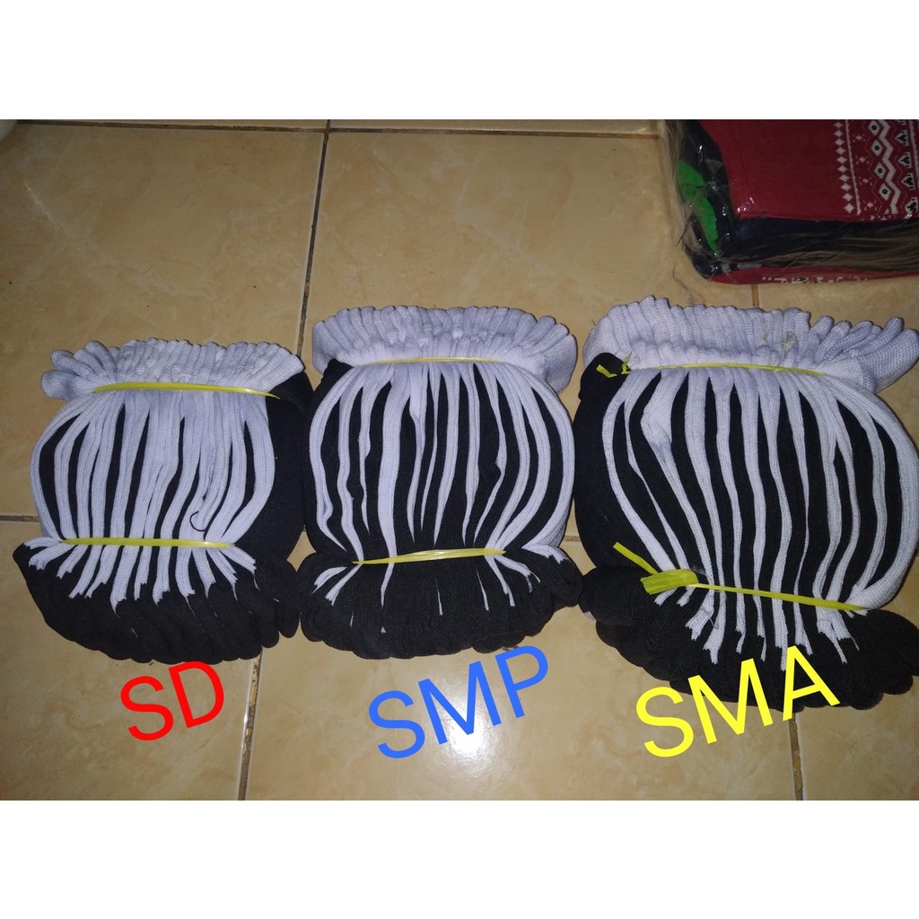 (GROSIR) 12 Pasang Kaos Kaos Kaki Anak Sekolah SD HITAM PUTIH