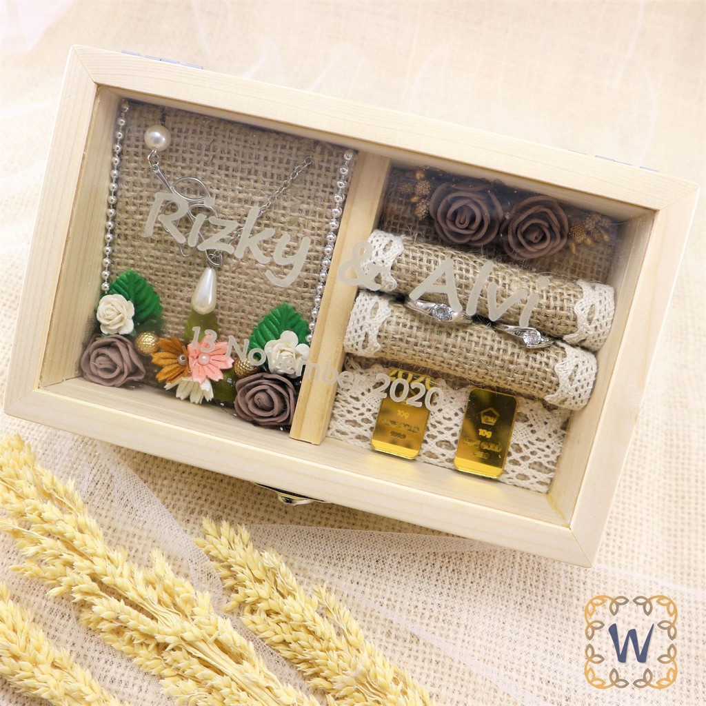 MAHAR RUSTIC KOTAK PERHIASAN LAMARAN TEMPAT SESERAHAN KOTAK HADIAH BOX CANTIK KOTAK AKRILIK