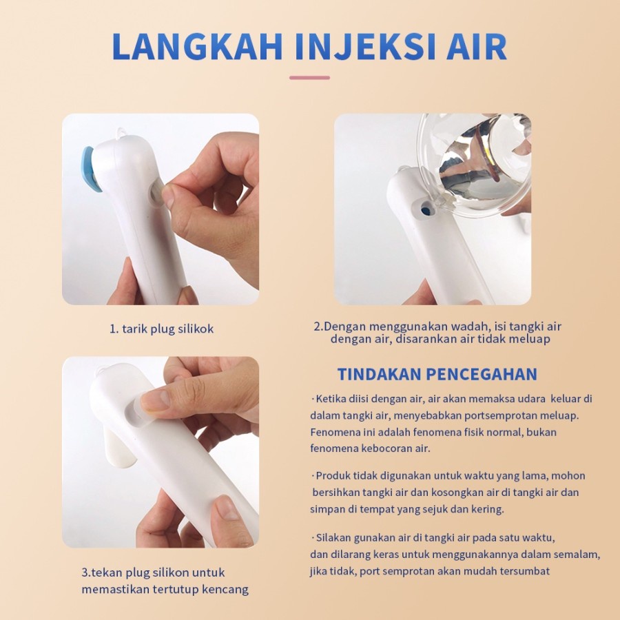 KIPAS ANGIN MINI PORTABLE NANO SPRAY 2 IN 1 USB CAS GENGGAM BISA DI ISI AIR